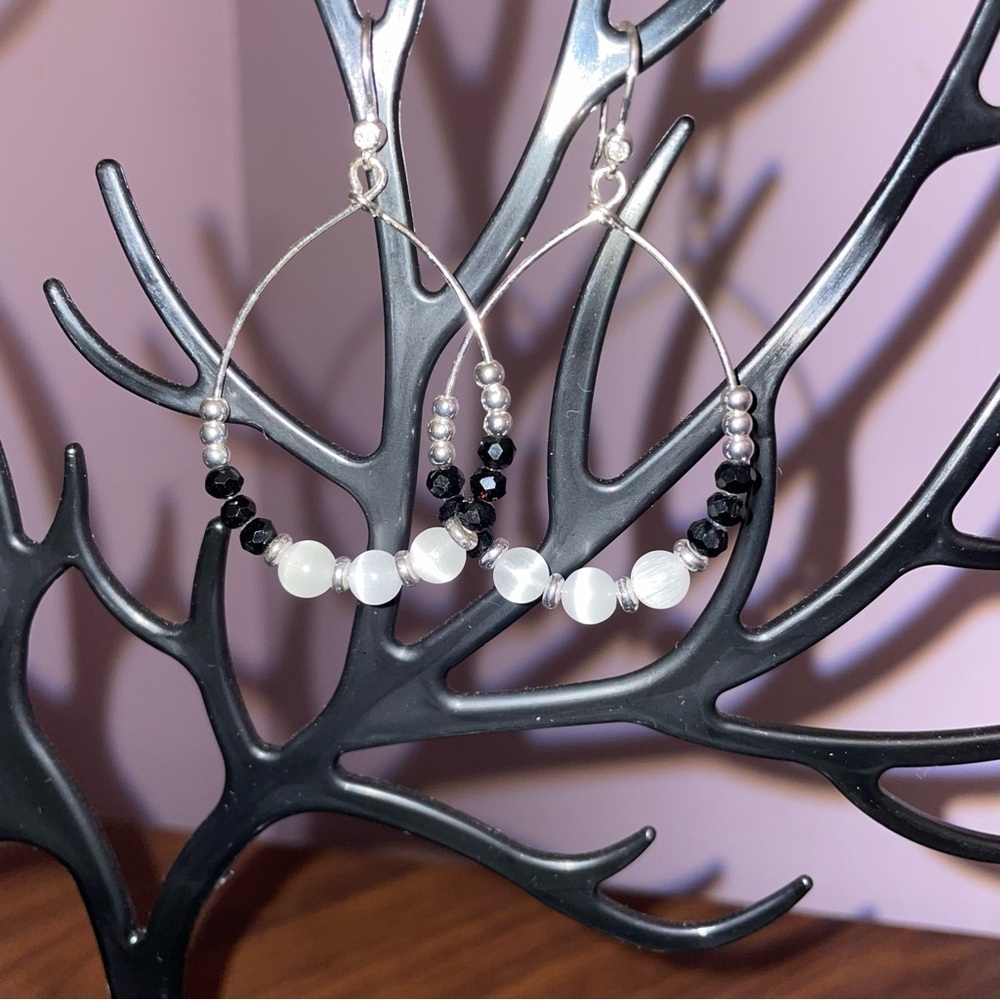 Black And White Layers Hoop Earrings